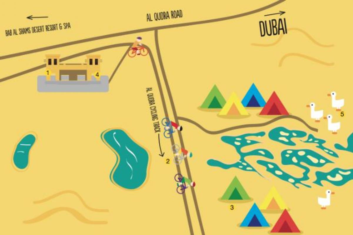 mapa Al Qudra Lake ibilbidea