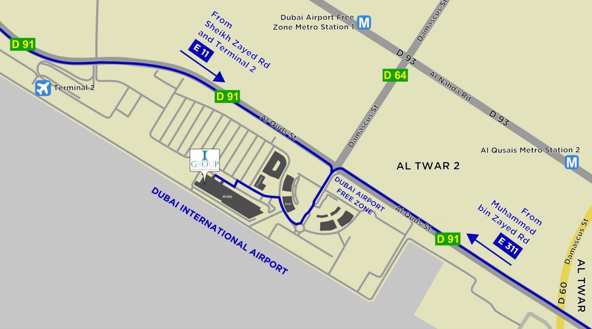 mapa Dubai airport free zona