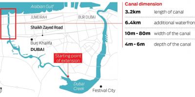 Mapa Dubai canal