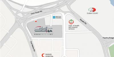 Rashid ospitale Dubai kokapena mapa