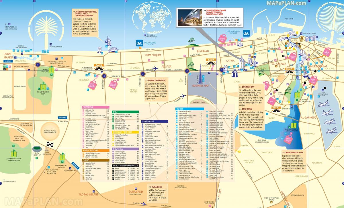 mapa erdigunera Dubai