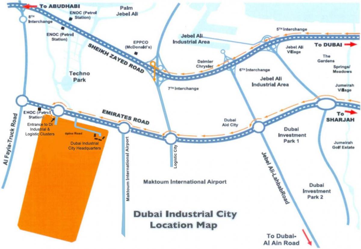 mapa Dubai, hiri industrial
