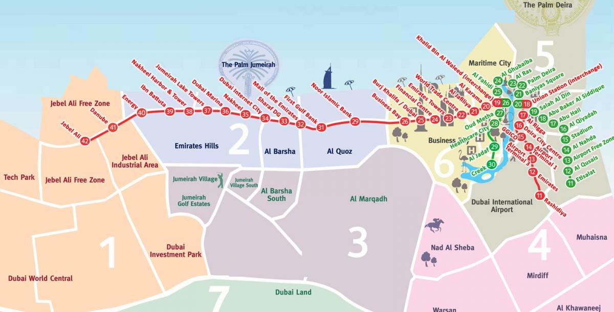 mapa Dubai auzoetan