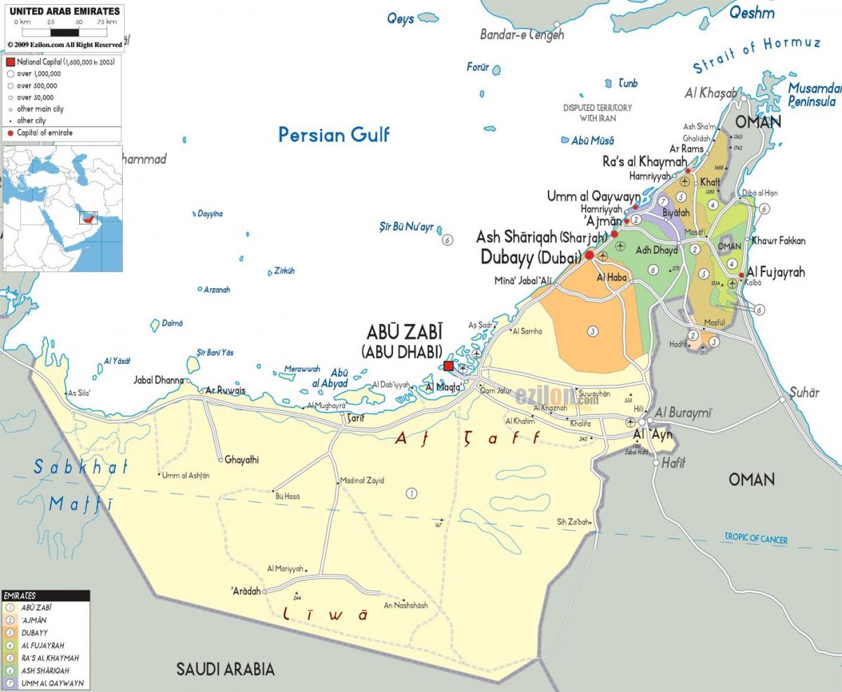 mapa politikoa Dubai