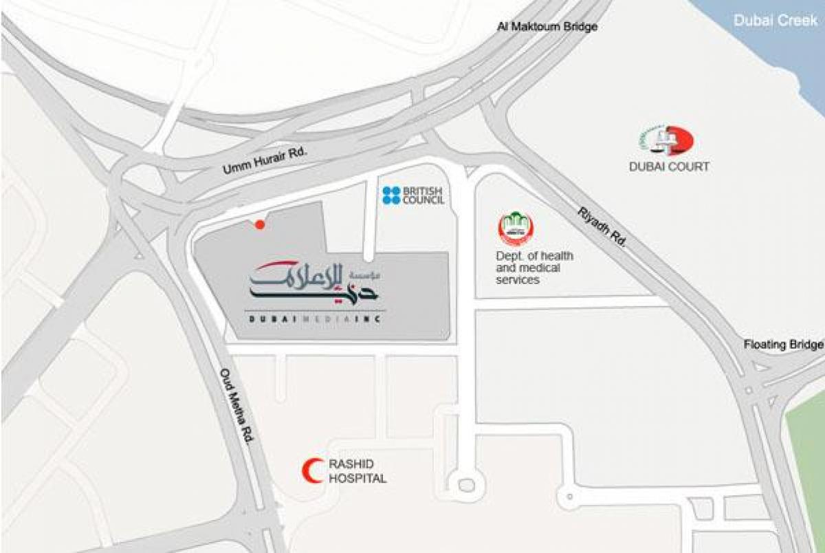 rashid ospitale Dubai kokapena mapa